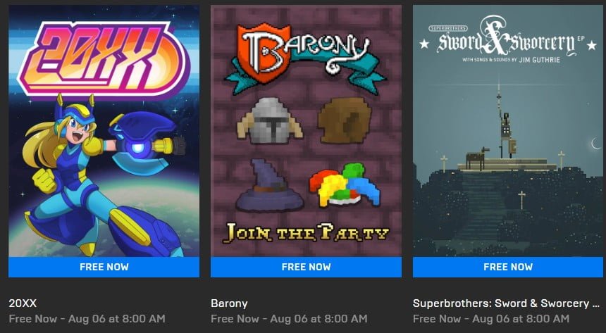 Epic releases 20XX, Barony, Sword & Sworcery for free this week only