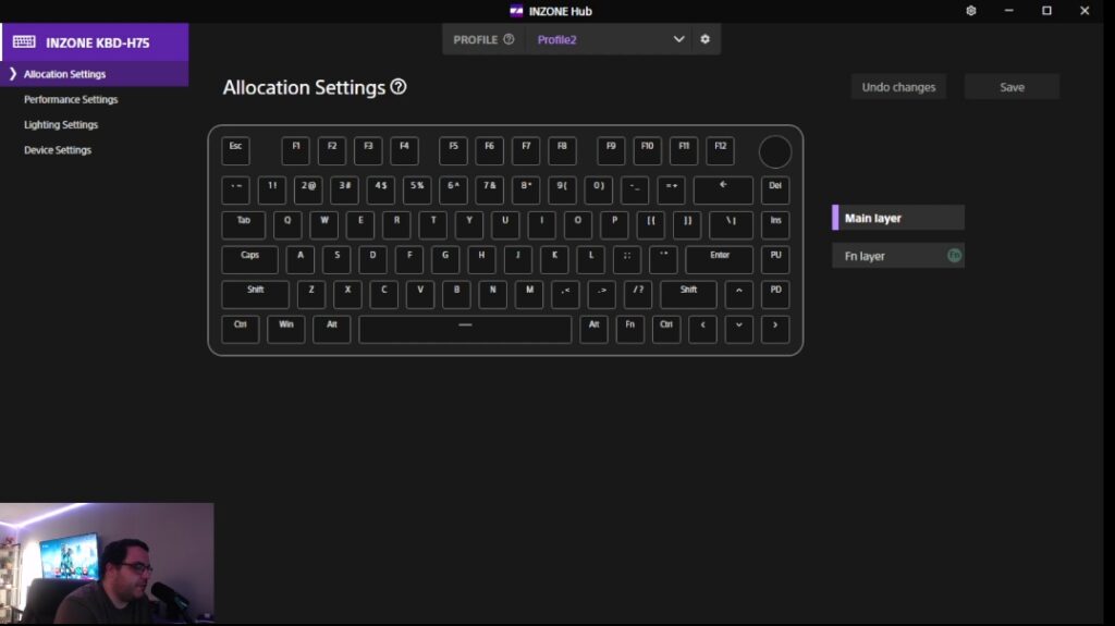 inzone hub kbd h75