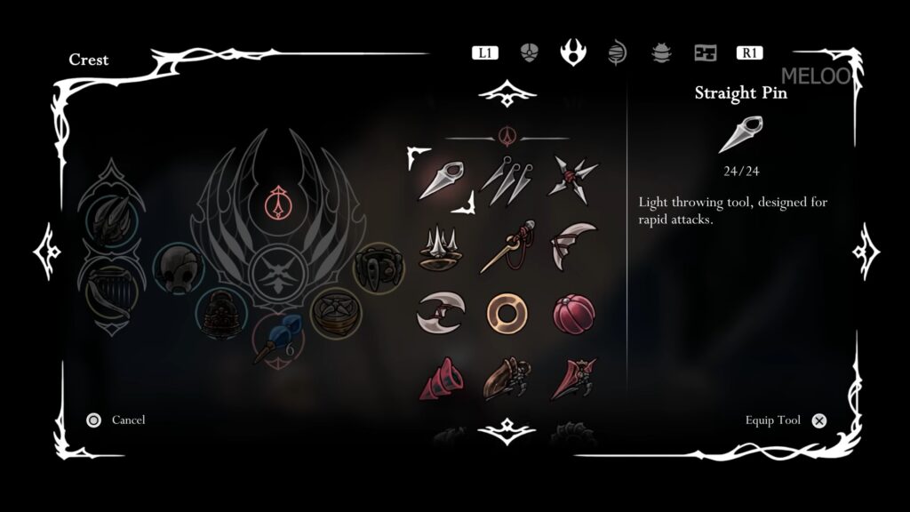 Equip Crest Hollow Knight Silksong