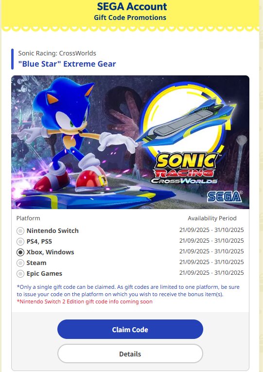 sonic racing blue star extreme gear