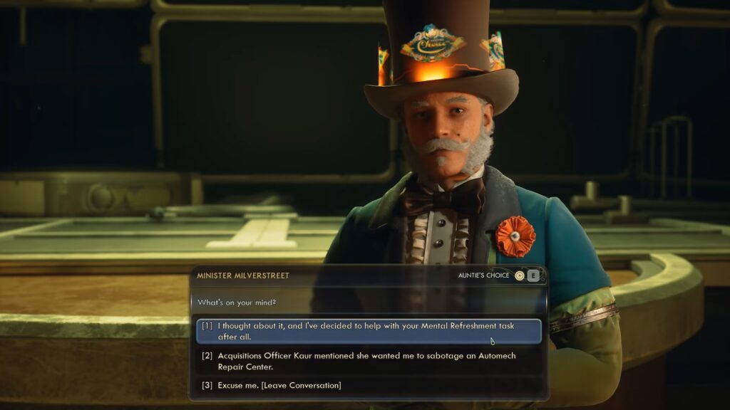 Choosing Milverstreet The Outer Worlds 2