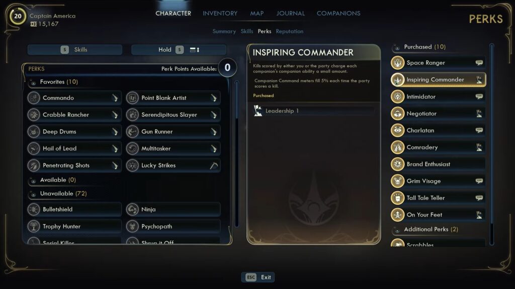 Inspiring Commander Perk