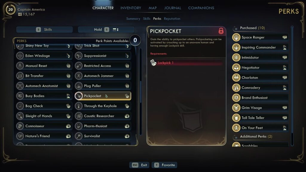 Pickpocket Perk