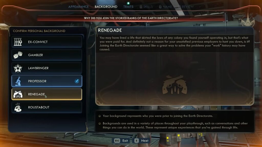 Renegade Background The Outer Worlds 2
