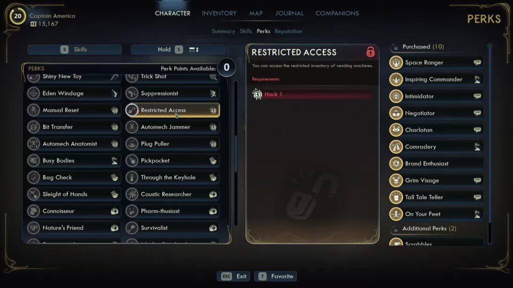 Restricted Access Perk