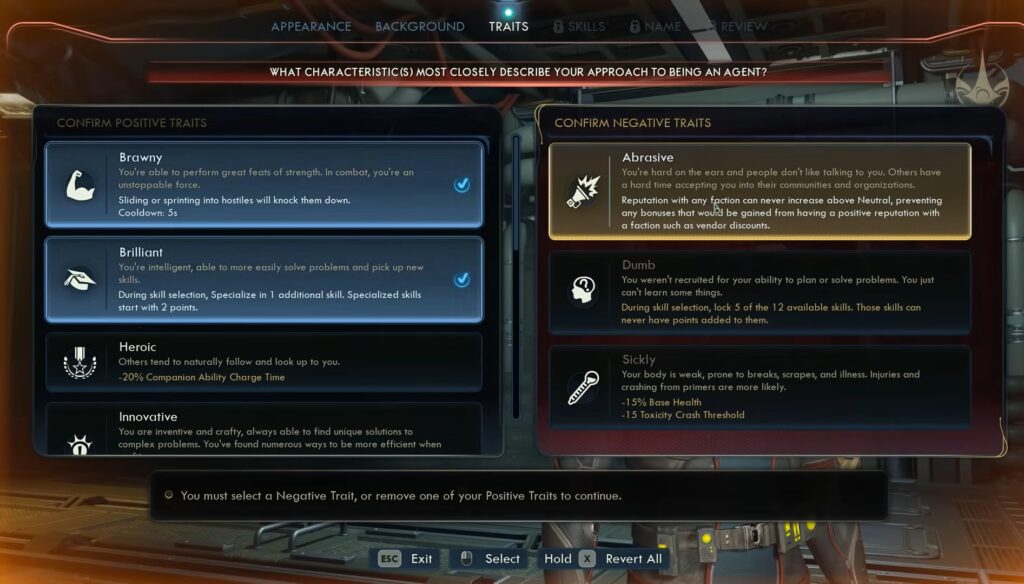 Traits The Outer Worlds 2