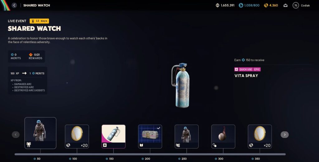 Vita Spray reward Shared Watch