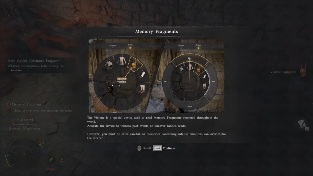 memory fragment menu