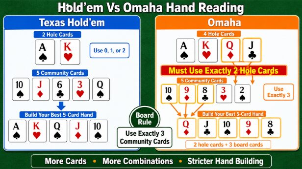 Hold’em and Omaha hand comparison